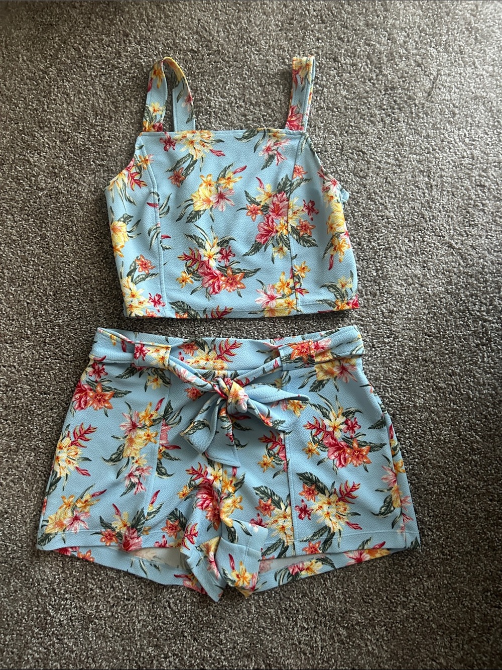 Light Blue Floral Matching Set